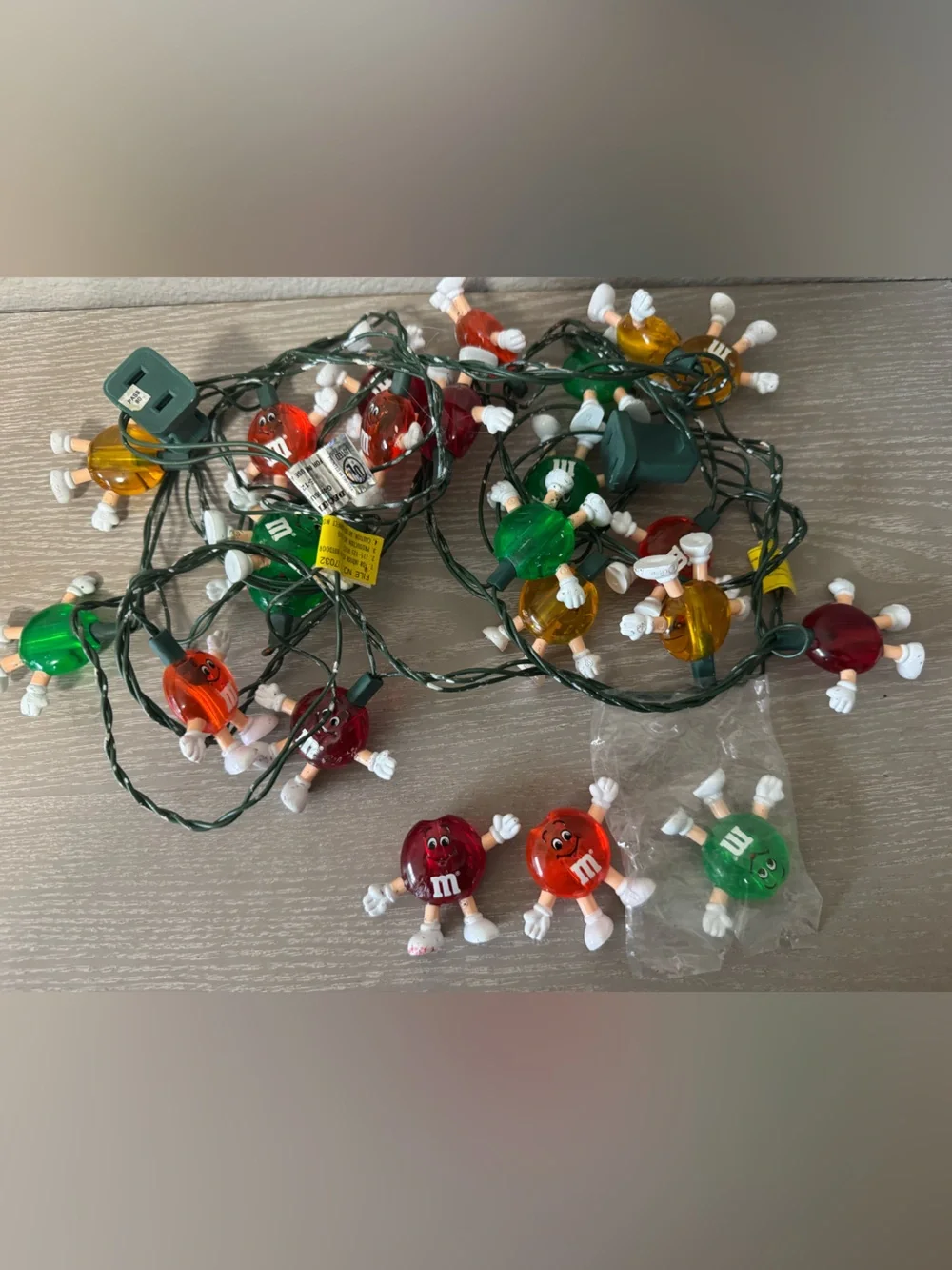 Vintage M&M MM Christmas Happy Lights Miniature String Light Covers 1990s Set 20